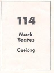 1990 Select AFL Stickers #114 Mark Yeates Back